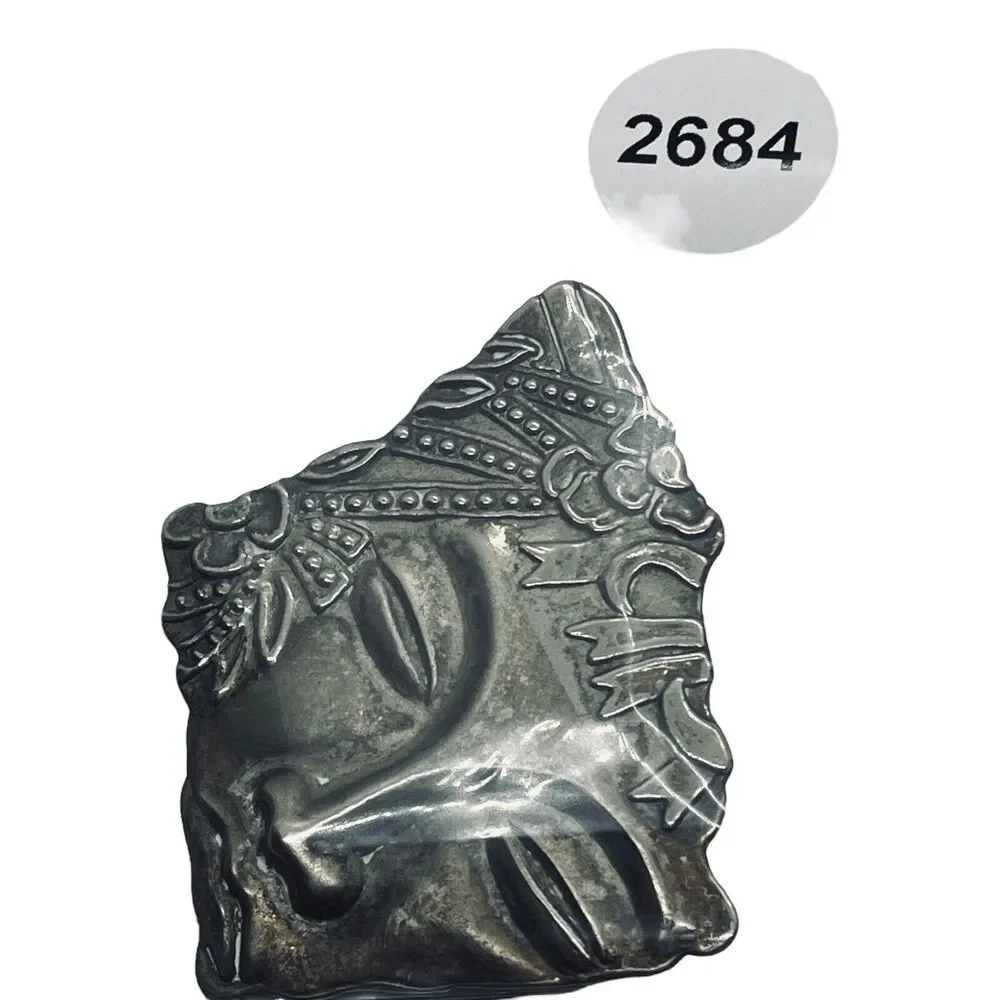 Face Brooch Pin Art Nouveau Silver Tone Fragment Style Retro Chic Aged Floral